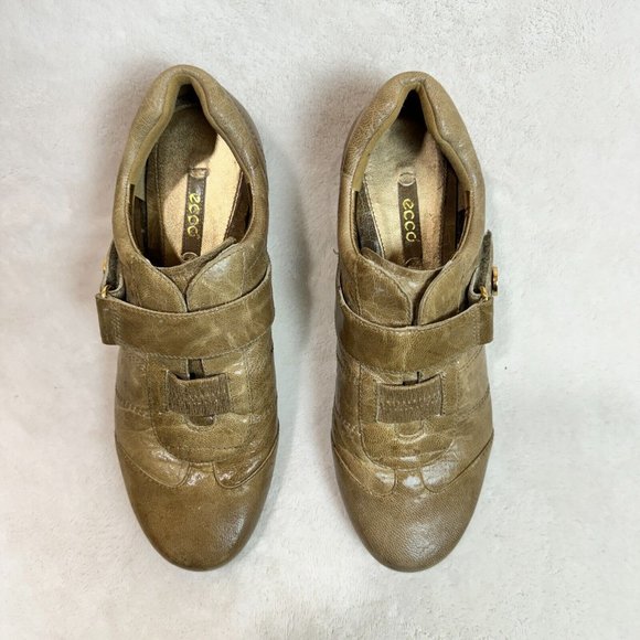 ECCO Women's 38 Elastic Strap Brown Leather Slip-On Comfortable Shoes - Picture 6 of 16